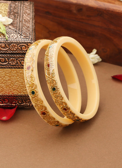 Multicolour Floral Bangles Set of 2