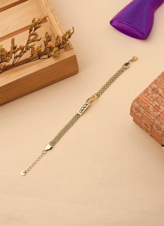 Gold Plated Bracelet with White Stones