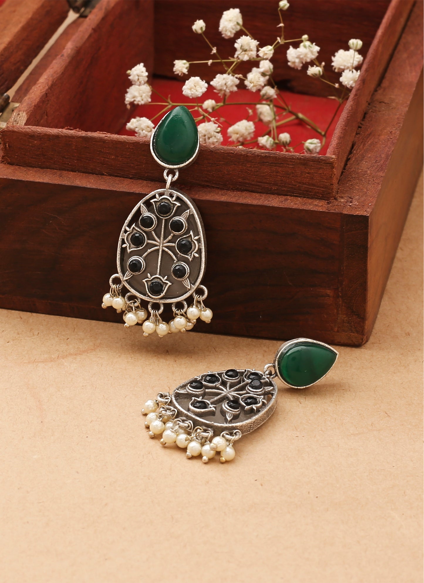 Multicolour Stone Studded Earrings