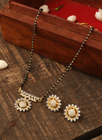 Black Gold Mangalsutra Set with Small Earrings