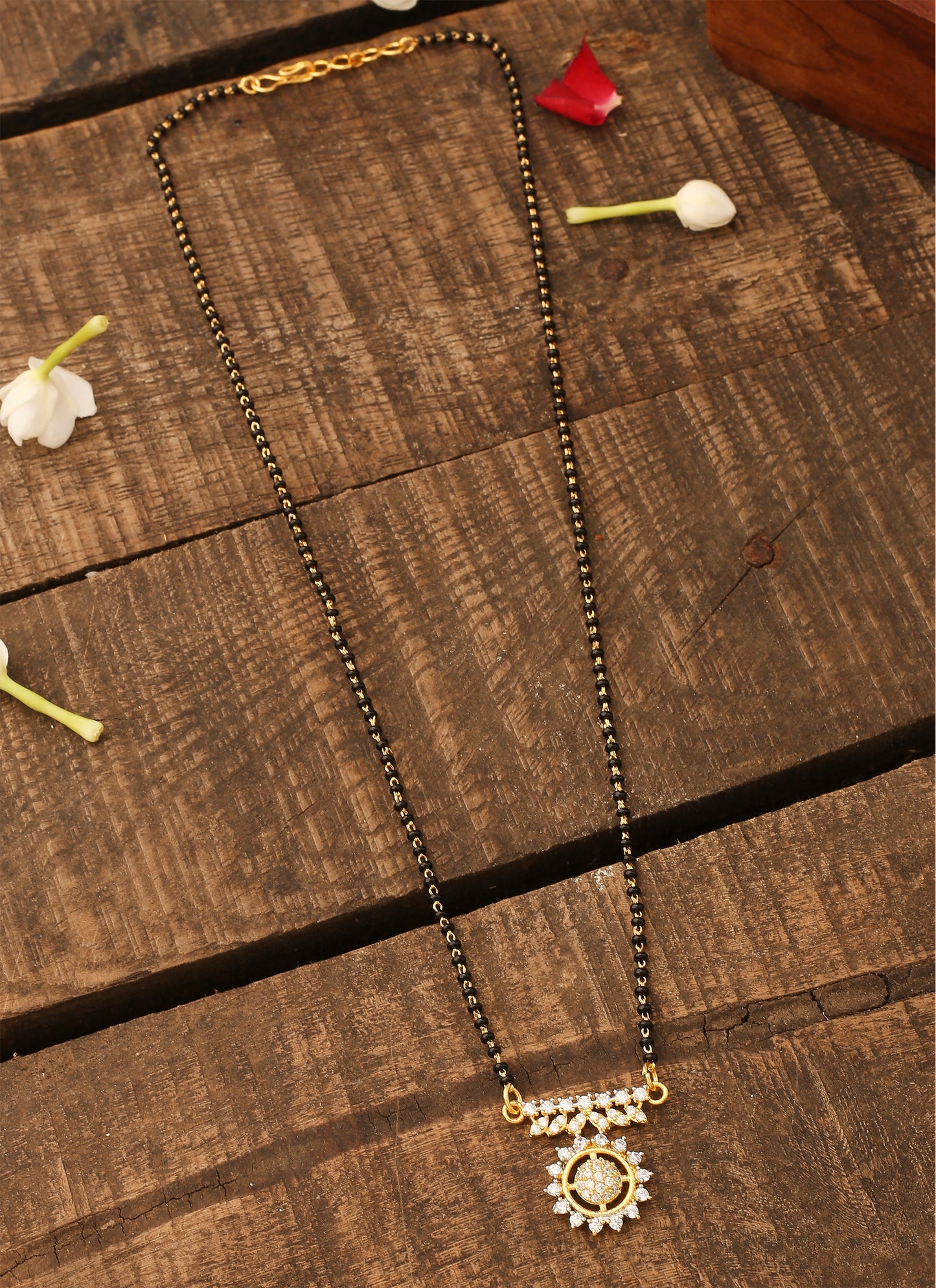 Black Gold Mangalsutra Set with Small Earrings