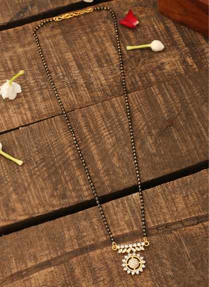 Black Gold Mangalsutra Set with Small Earrings
