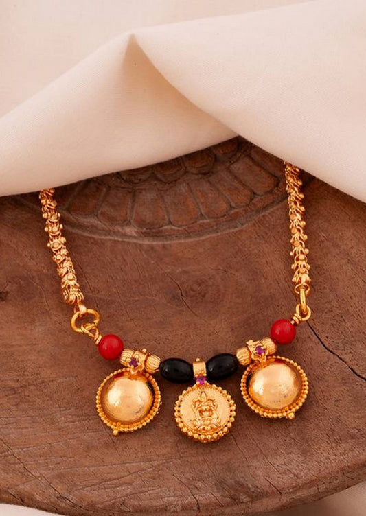 Laxmi Motif Black Gold Mangalsutra