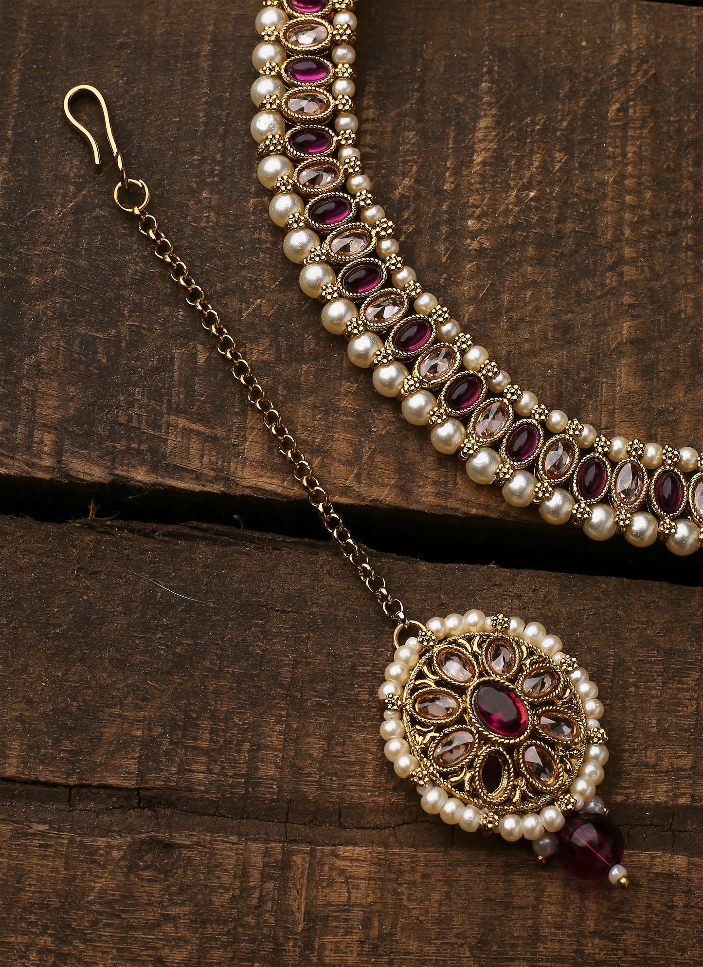 Multicolour Kundan Necklace Set With Earrings