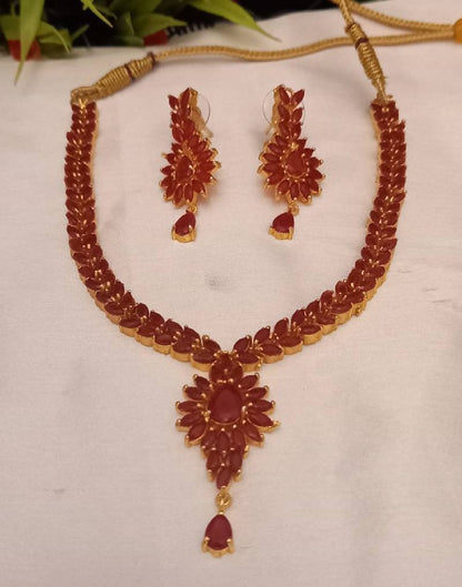 Vibrant Orange Stone Necklace and Matching Pendant Earrings Set