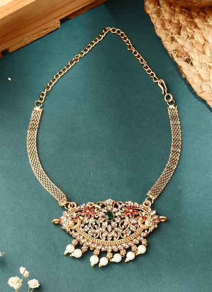 Radiant Elegance Golden Pendant Necklace Set