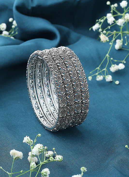 Oxidised Metallic Bangle Set