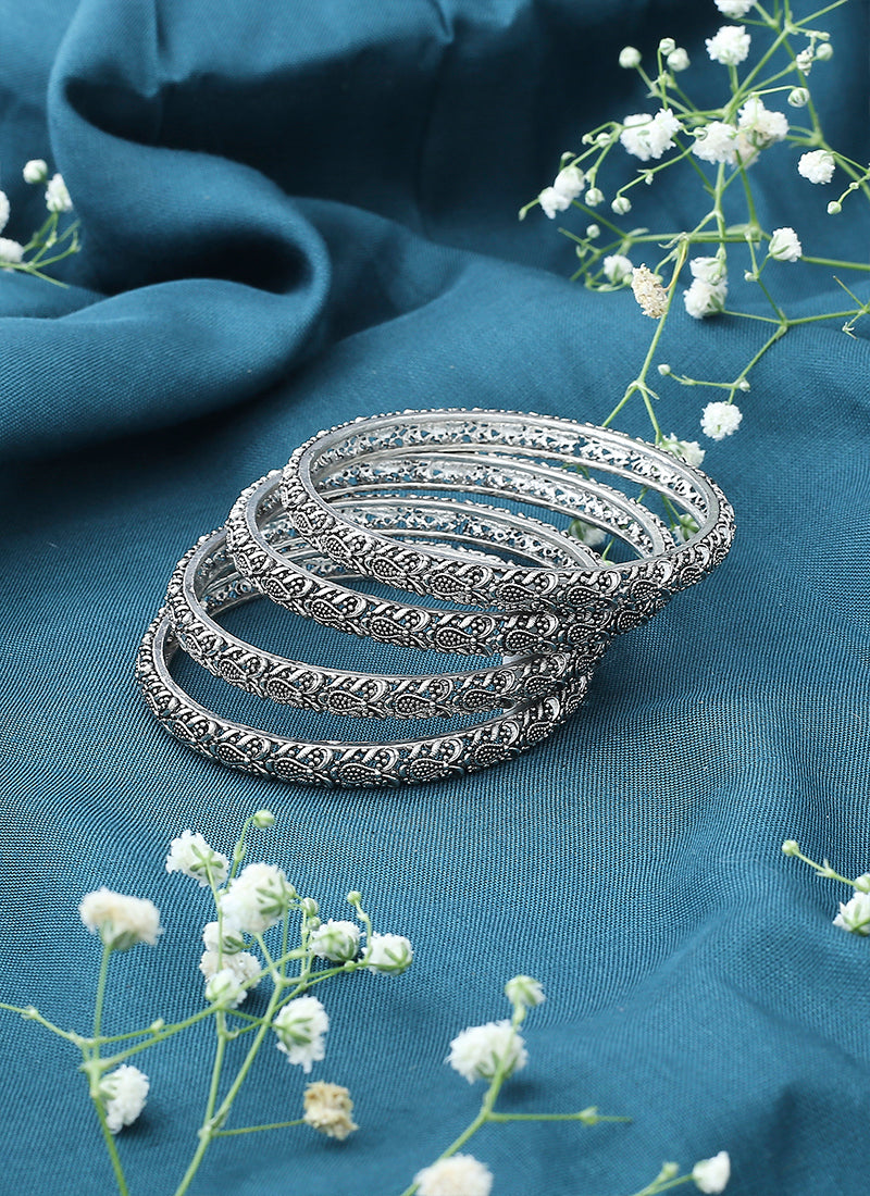 Oxidised Metallic Bangle Set