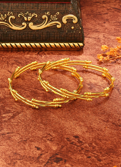 Gold Plated Dual Layered Bangles Set of 4