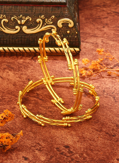 Gold Plated Dual Layered Bangles Set of 4