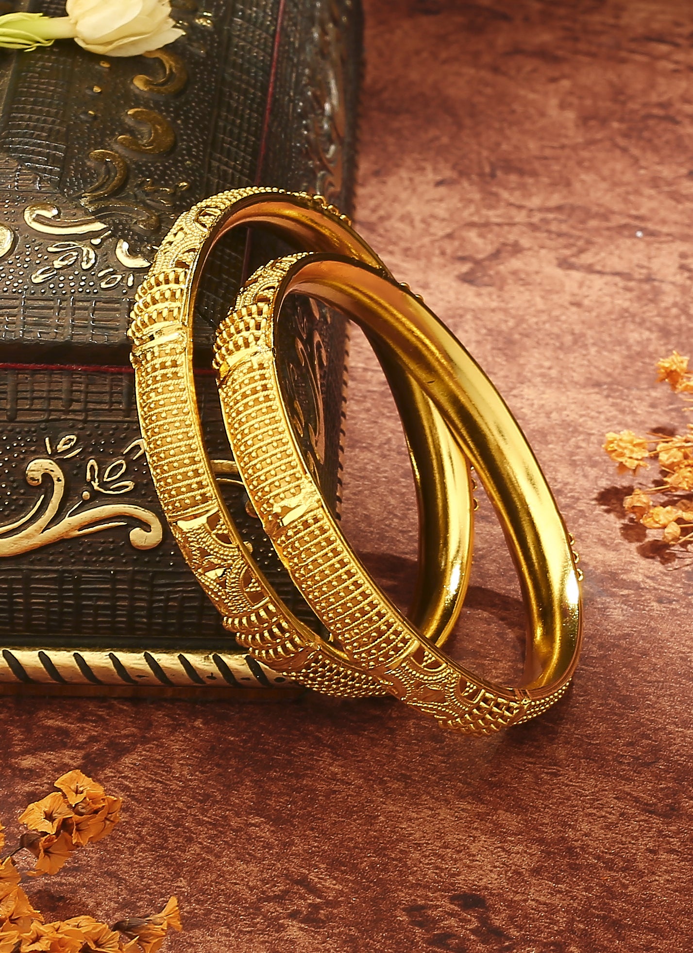 Gold Plated Majesty Wedding Bangles Set of 2