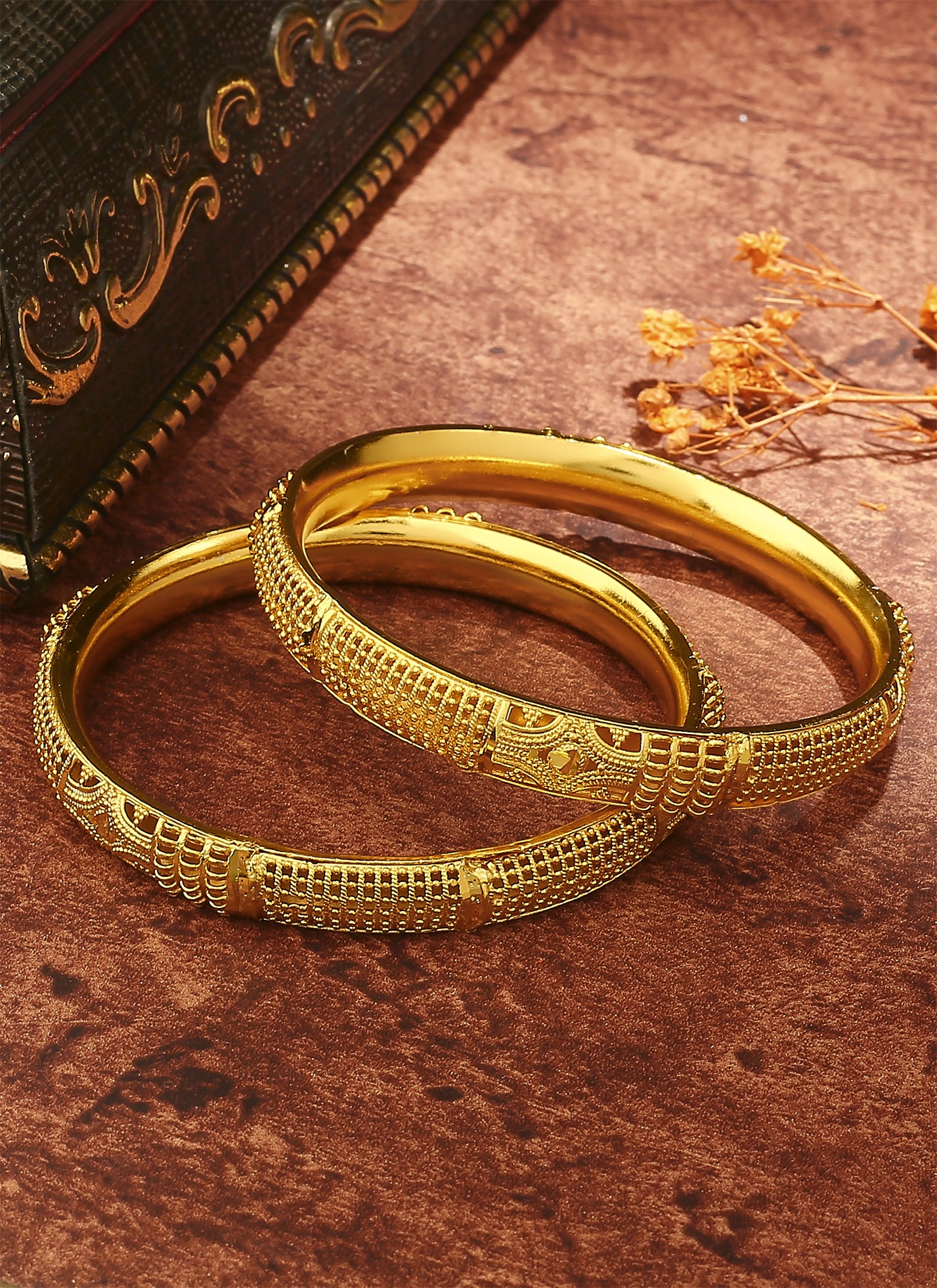 Gold Plated Majesty Wedding Bangles Set of 2