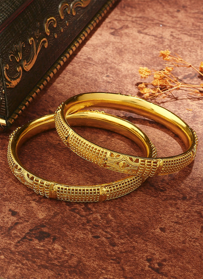 Gold Plated Majesty Wedding Bangles Set of 2