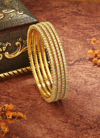 Elegant Gold & White Bead Bangles