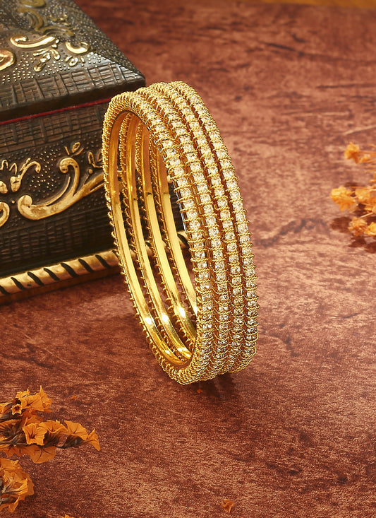 Elegant Gold & White Bead Bangles