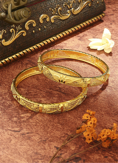 Exquisite Gold Plated Wedding Bangles - Set of 2