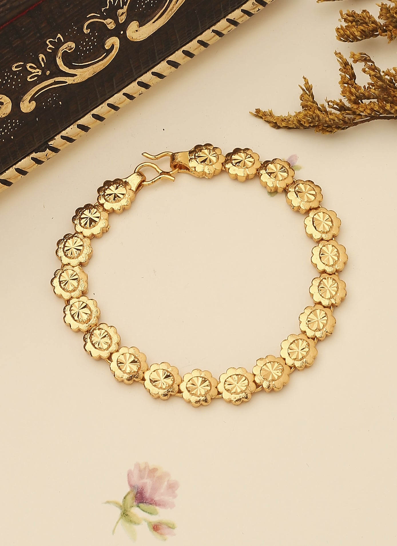Floral Majesty Gold Plated Bracelet
