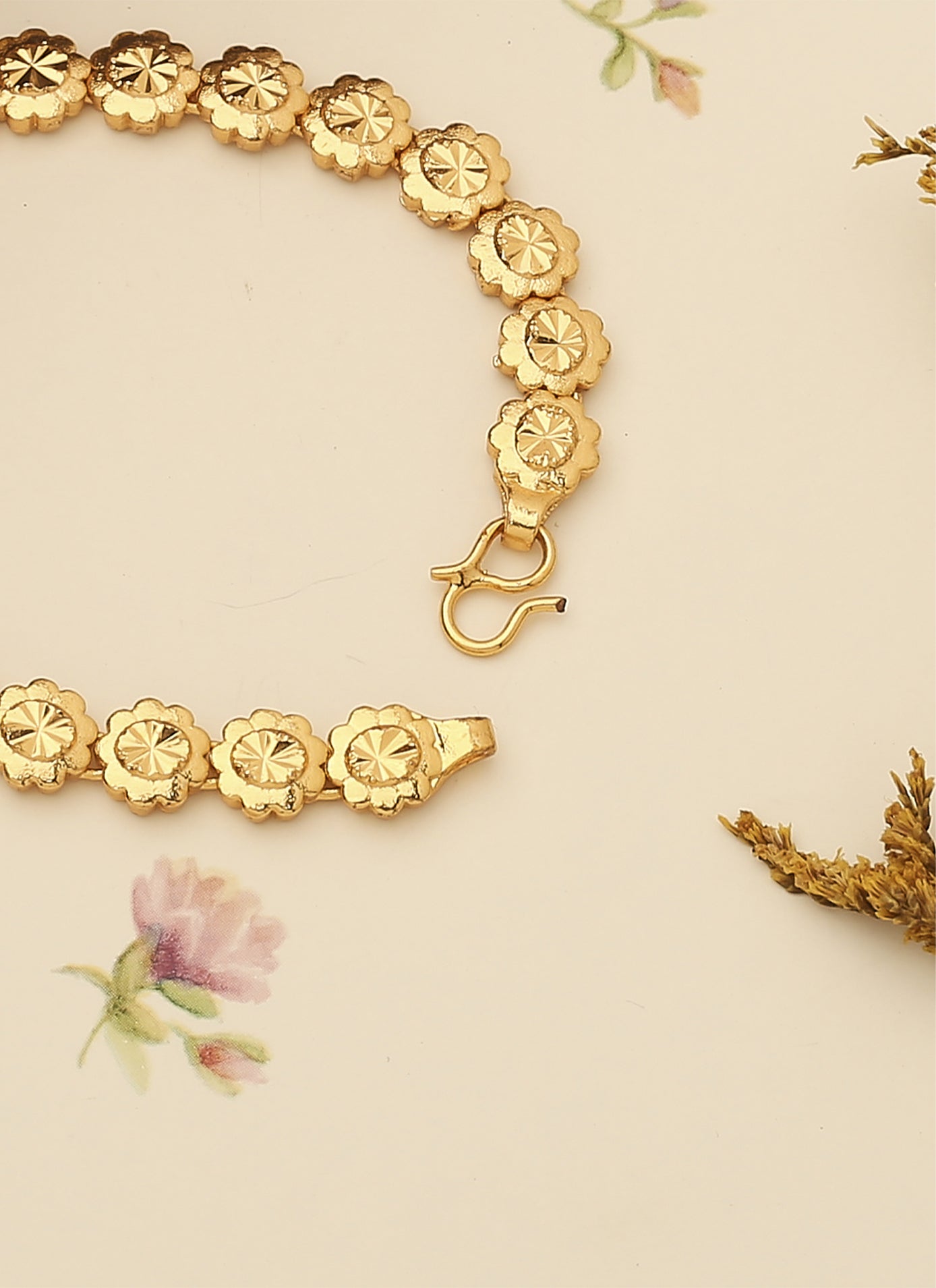 Floral Majesty Gold Plated Bracelet
