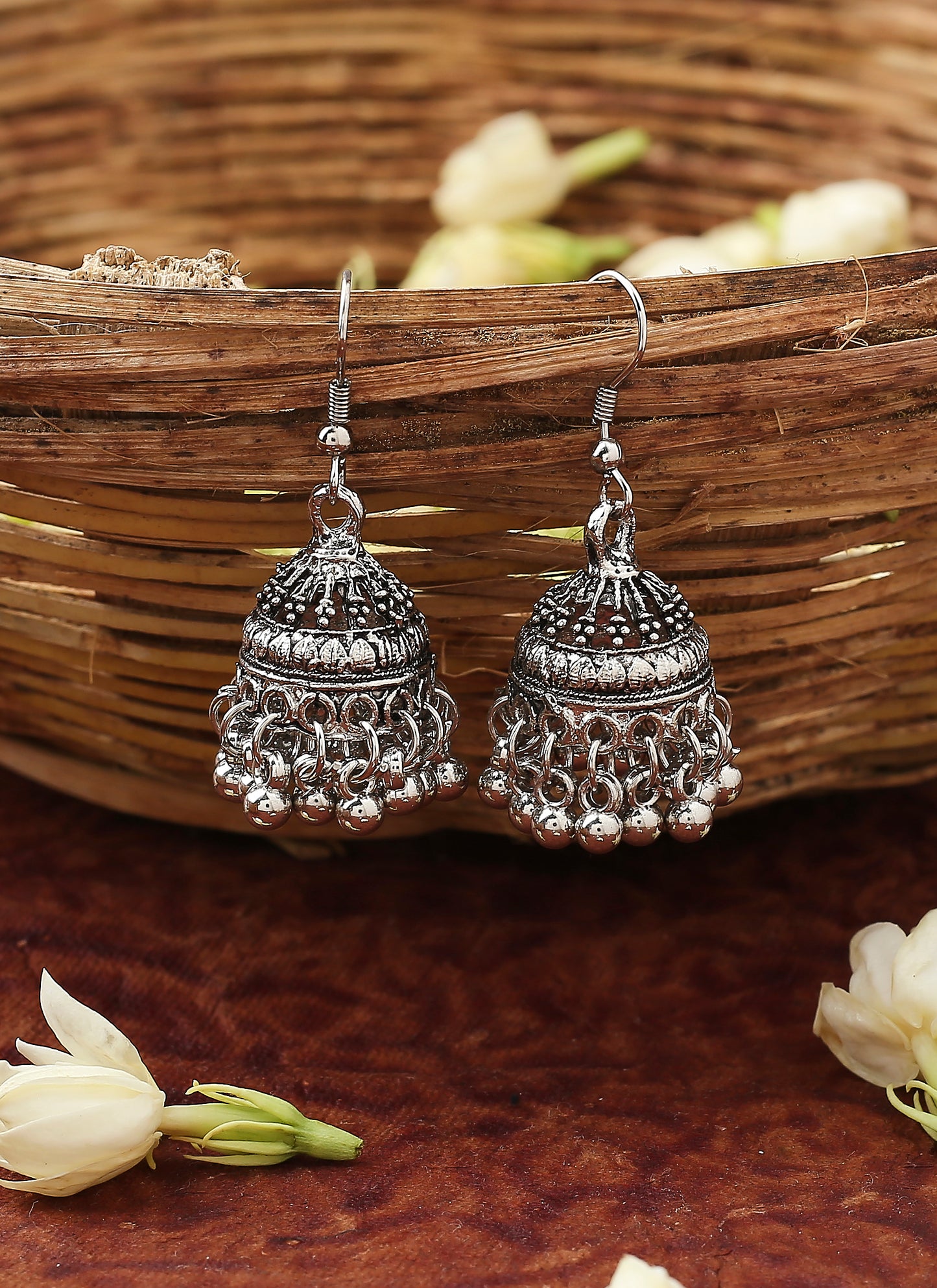 Oxidised Silver Small Jhumki