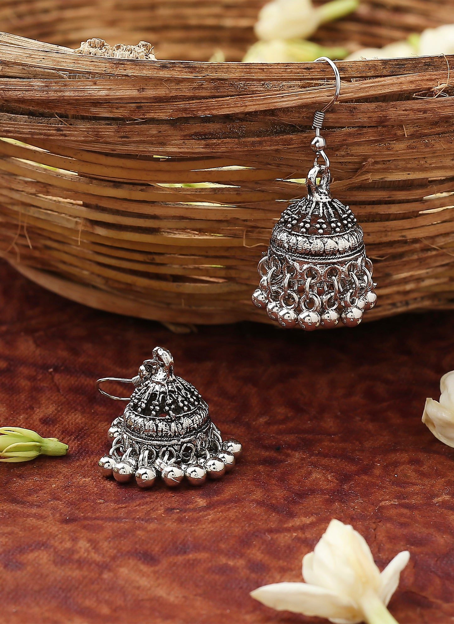 Oxidised Silver Small Jhumki
