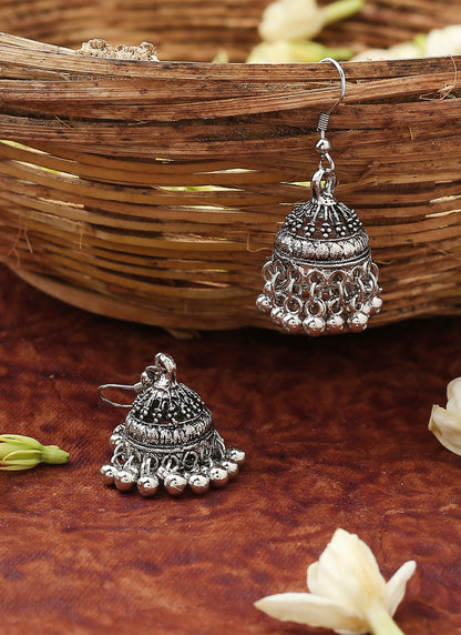 Oxidised Silver Small Jhumki