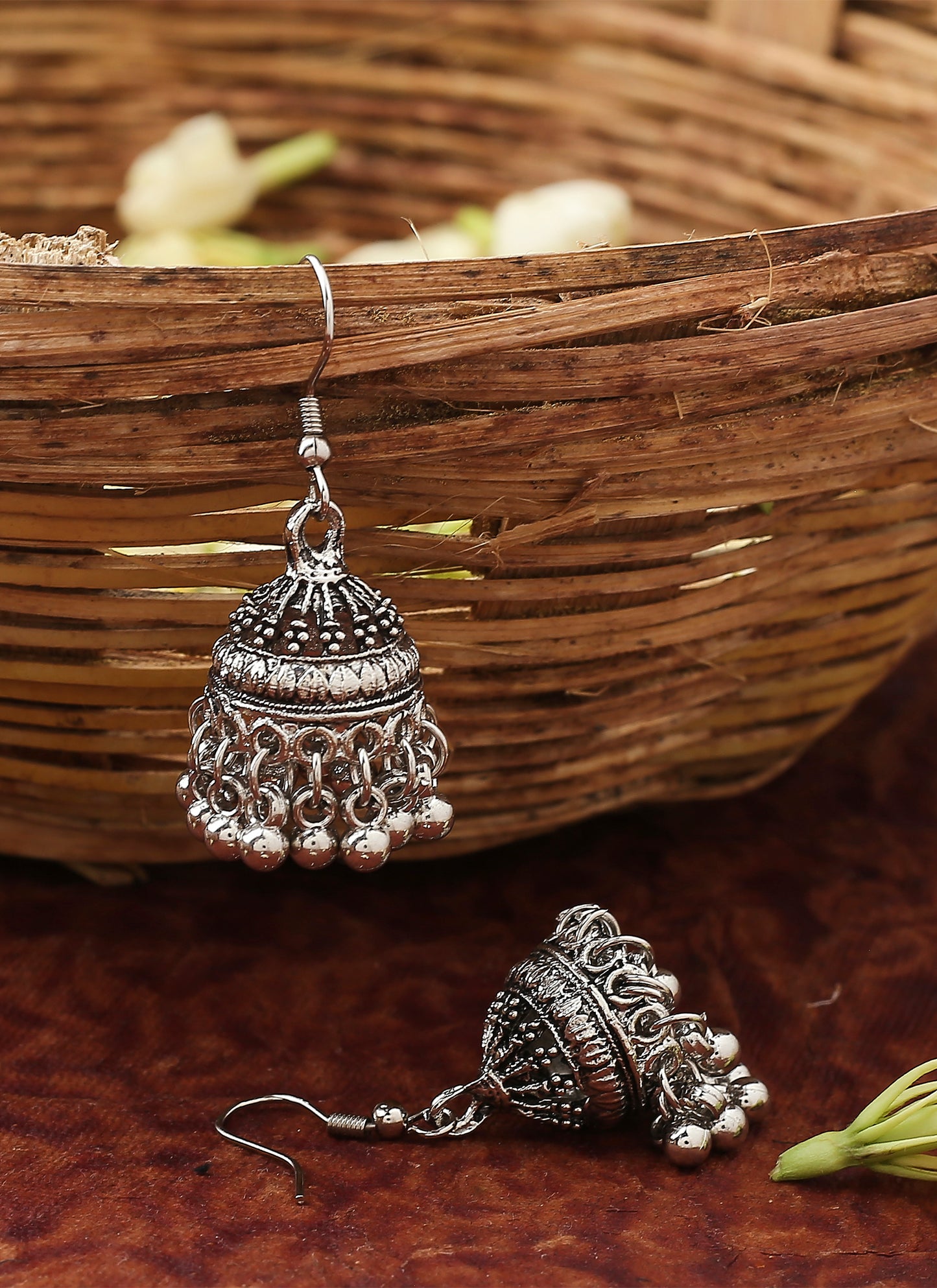 Oxidised Silver Small Jhumki