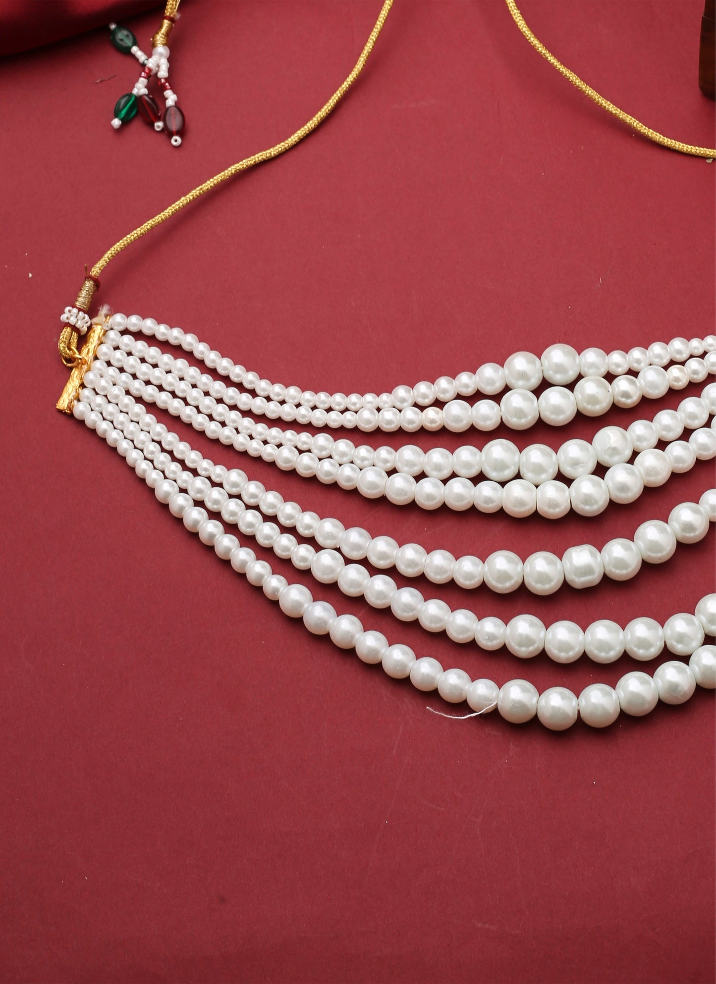 Layered White Beaded Necklace Piece