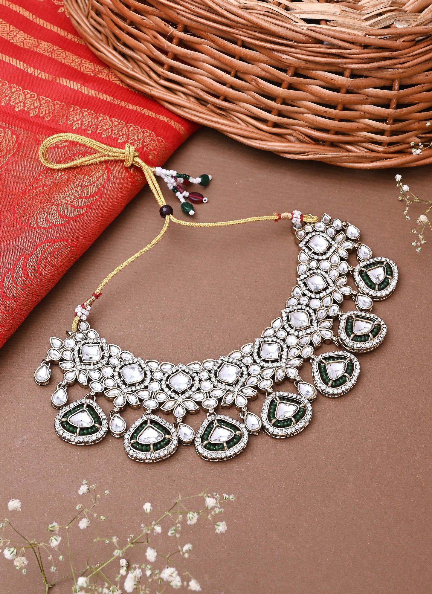 Contemporary Heavy Necklace Set With Earrings And Maang Tikka