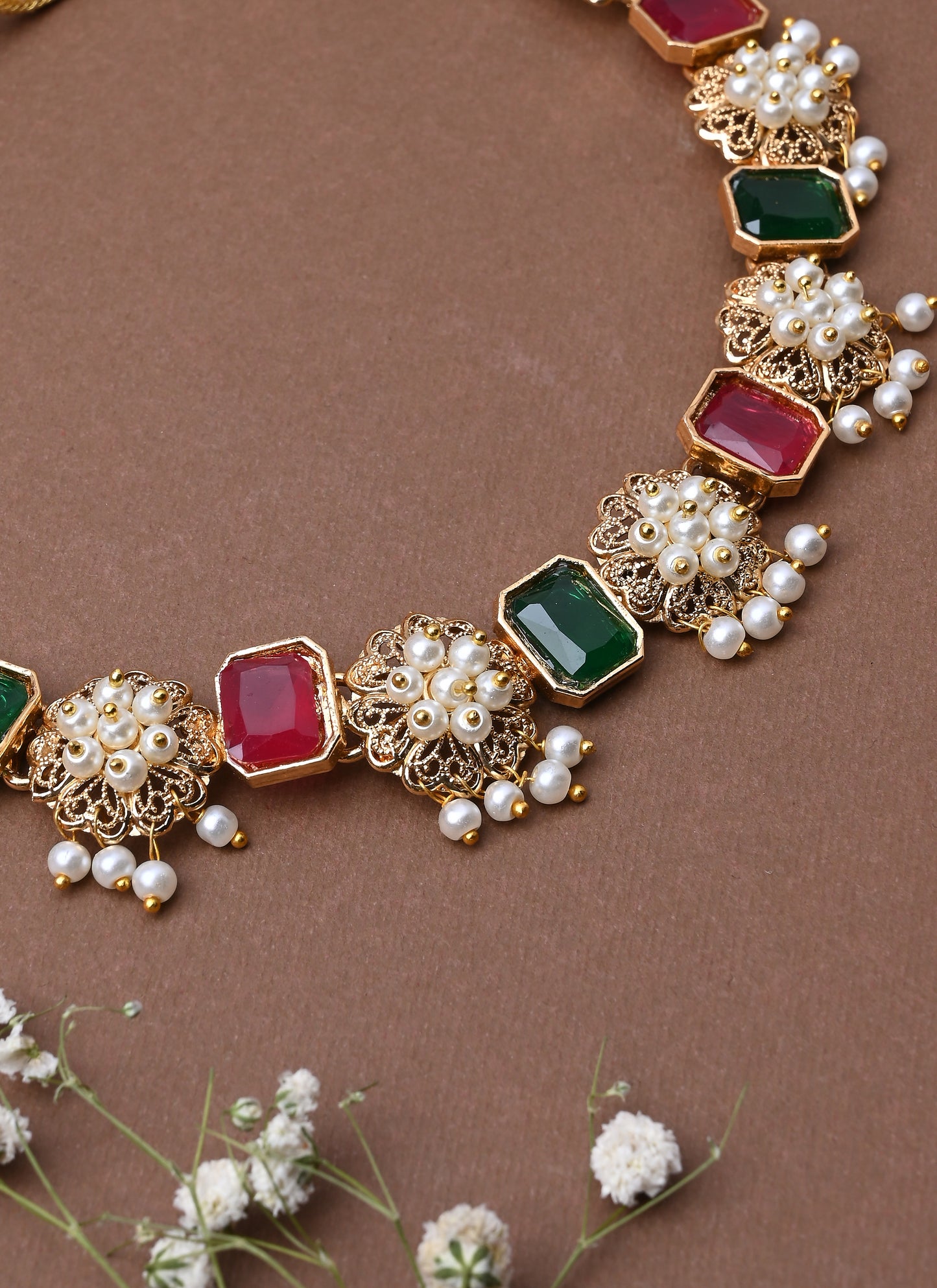 Multicolour Gold Plated Necklace Set