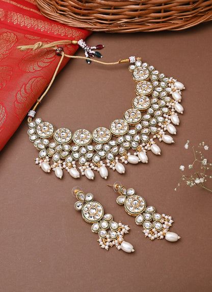 Multicolour Gold Plated Necklace Set with Earrings