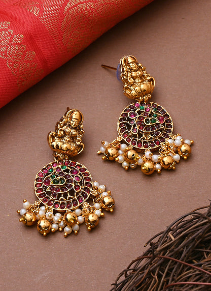 Multicolour Laxmi Motif Gold-Plated Necklace Set