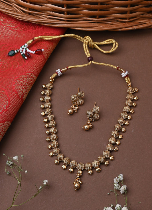 Gold Plated Necklace Set with Earrings