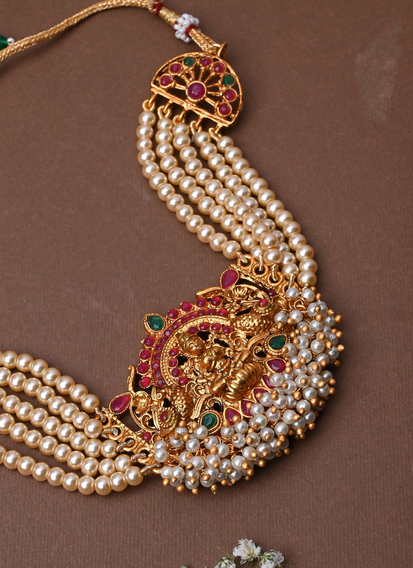 Multicolour Laxmi Motif Choker Set with Earrings