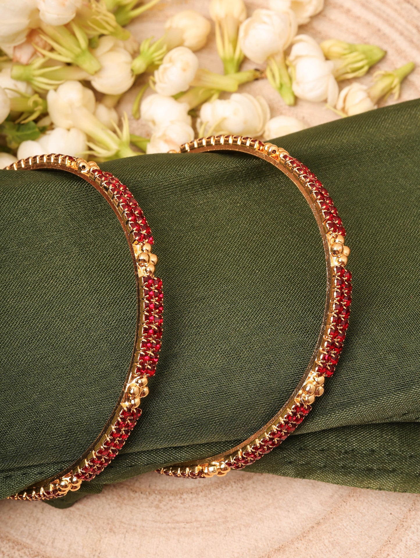Rose Gold Plated Bangles Set with Gold Plated Stone Crosses