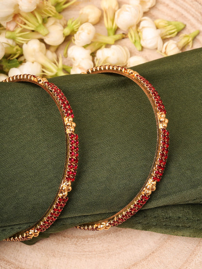 Rose Gold Plated Bangles Set with Gold Plated Stone Crosses