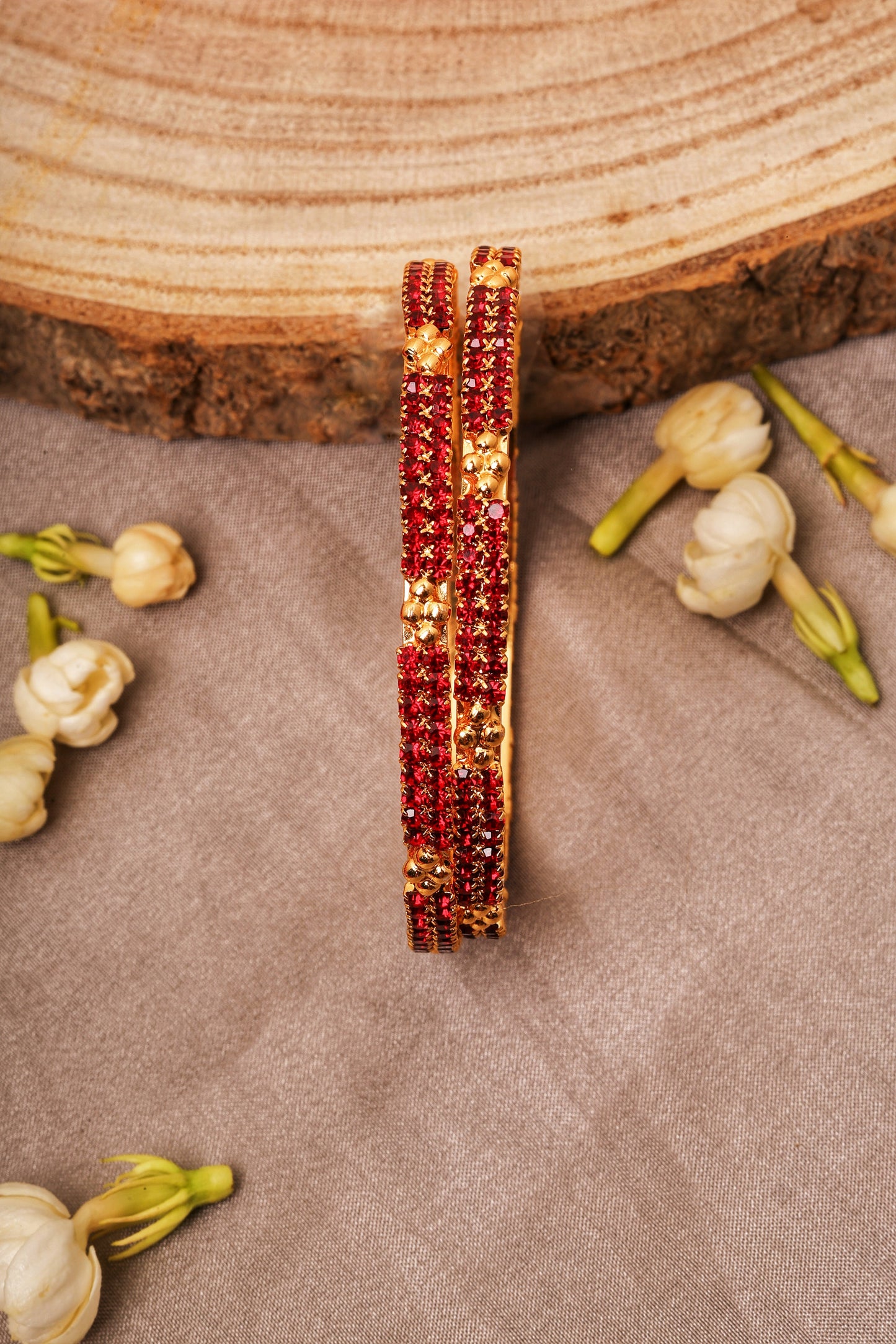 Rose Gold Plated Bangles Set with Gold Plated Stone Crosses