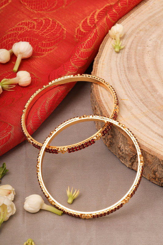 Rose Gold Plated Bangles Set with Gold Plated Stone Crosses
