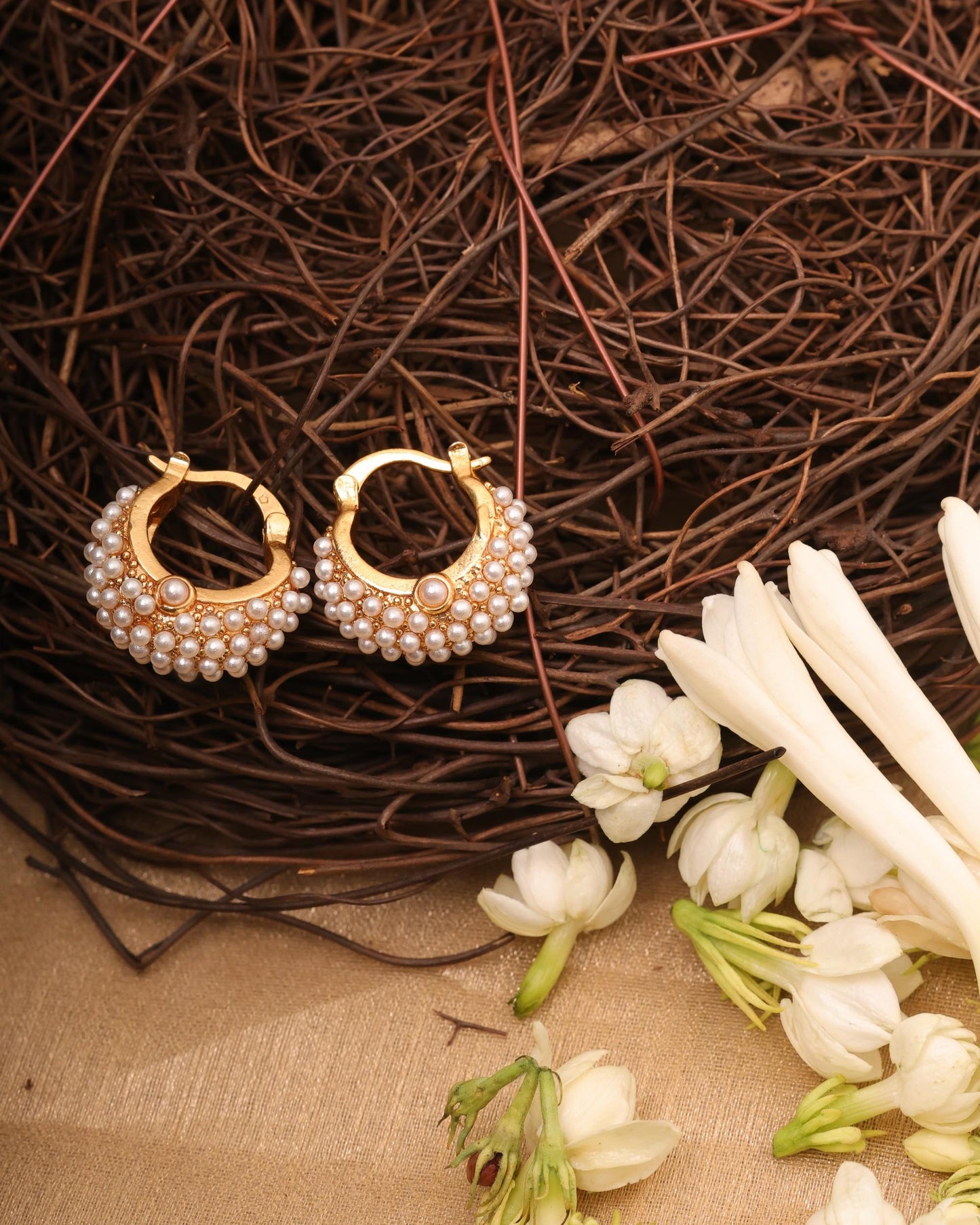 Kundan Pearl Small Hoops