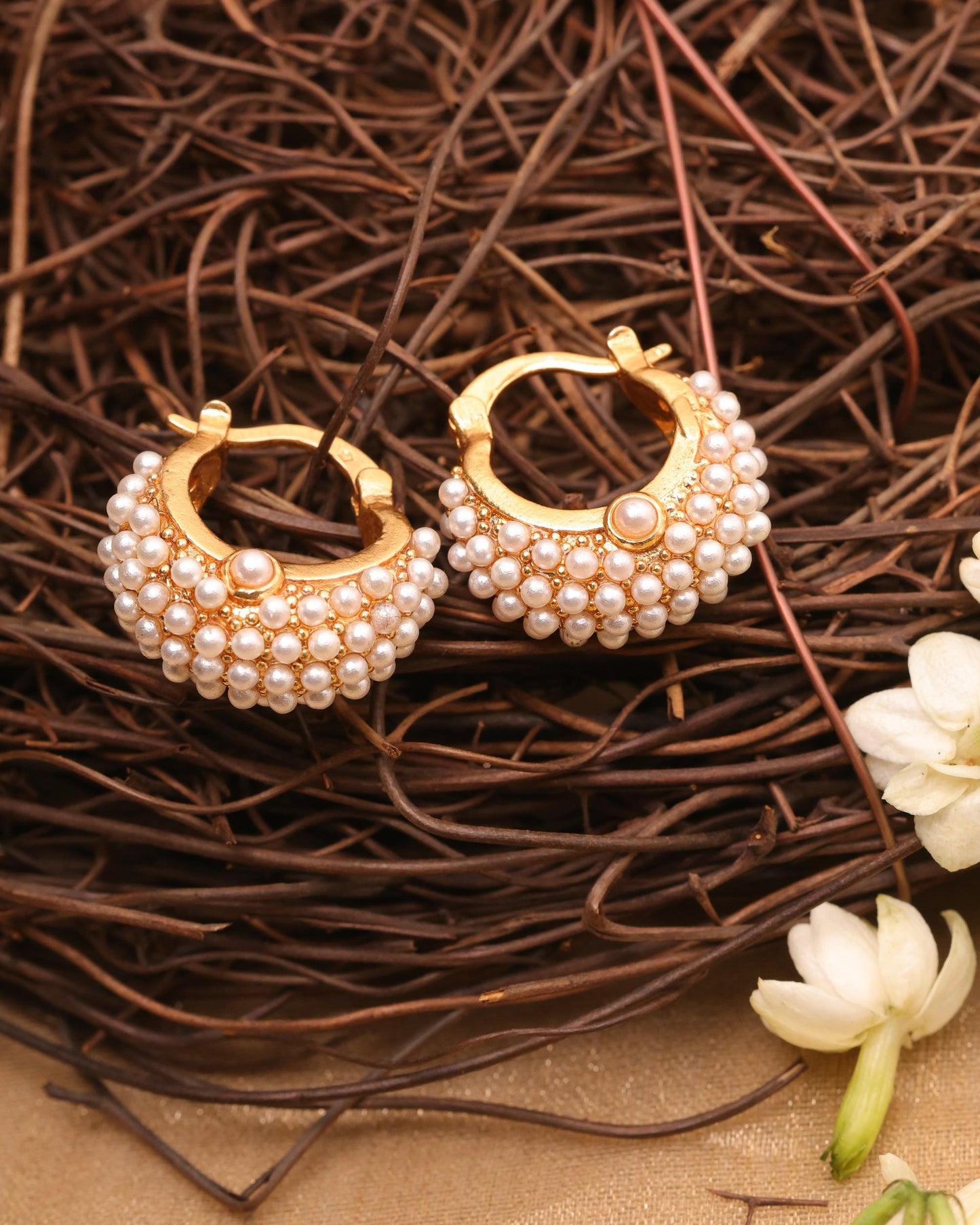 Kundan Pearl Small Hoops