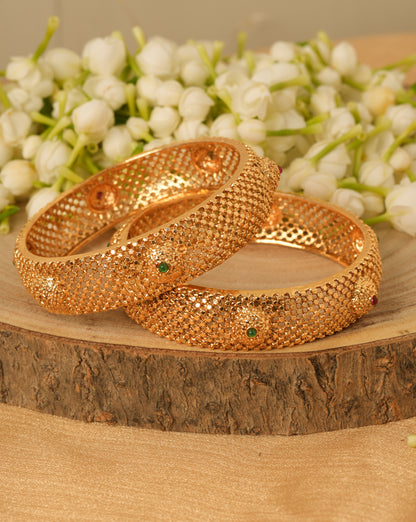Elegant Gold-Plated Kada Bangles - Set of 2