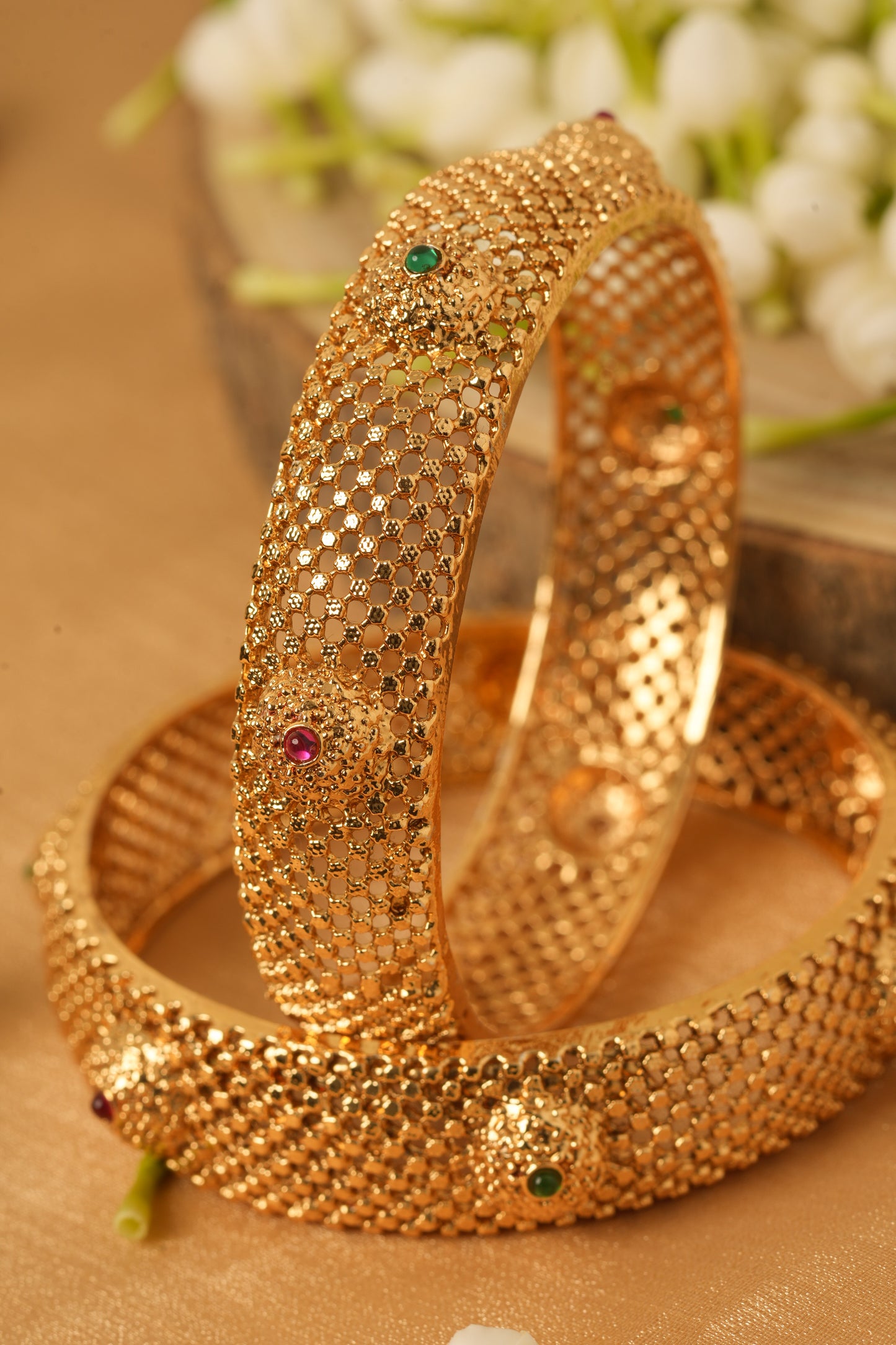 Elegant Gold-Plated Kada Bangles - Set of 2