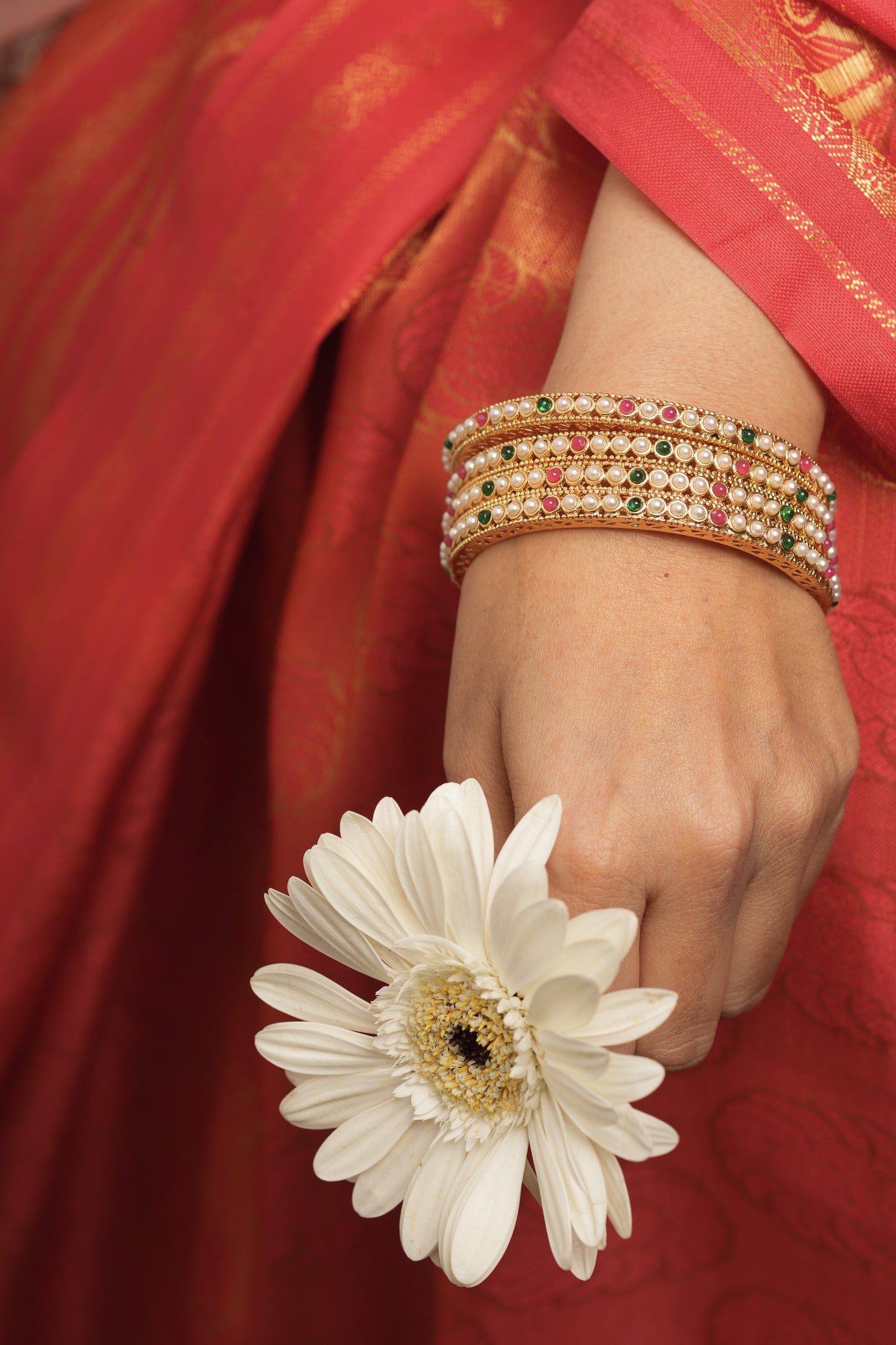 Pearl Studded Bangles Set - A Touch of Festive Glamour