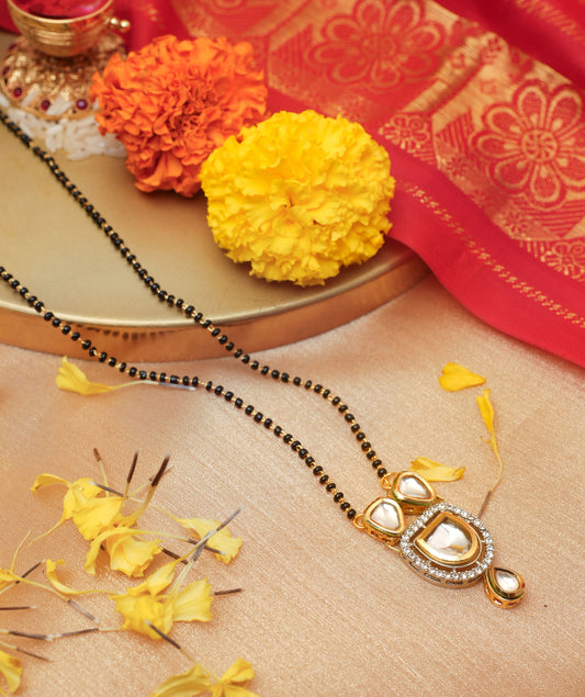 Traditional Kundan and Pearl Drop Mangalsutra