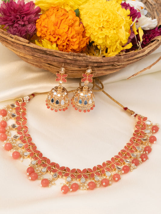 Pink Stone Studded Necklace Set for Festive and Bridal Elegance