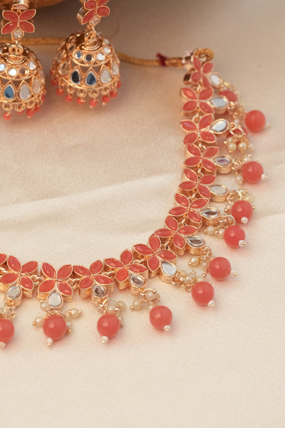 Pink Stone Studded Necklace Set for Festive and Bridal Elegance