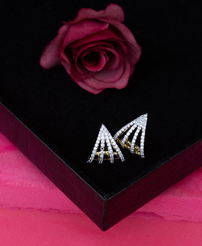 Classic Gold and White American Diamond Stud Earrings