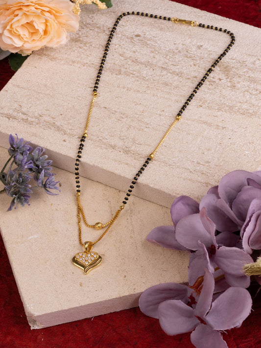 Black & Gold Heart Shaped AD Stone Mangalsutra