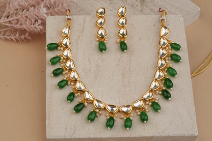 Ethnic Kundan Green Jewellery Set