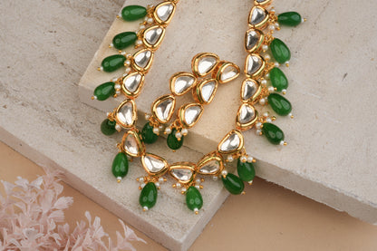 Ethnic Kundan Green Jewellery Set