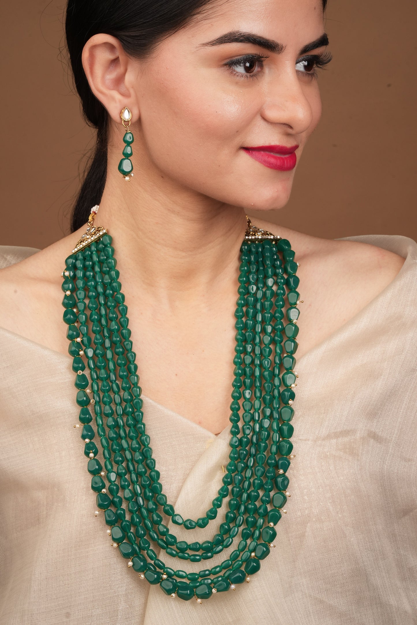 Green Alloy Necklace Sets